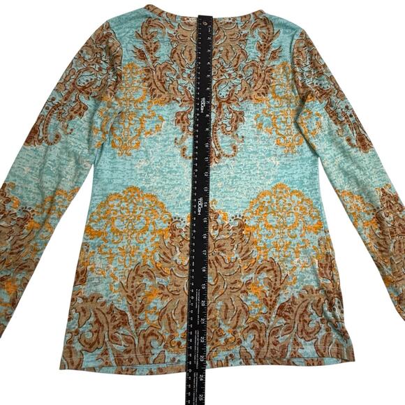 Vtg Y2k INC Burnout Sheer Top S Aqua Baroque Whimsigoth Fairy Going Out Festival - Picture 6 of 9